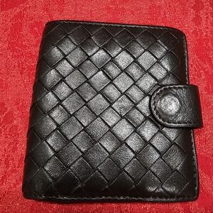 Bottega Veneta Black Leather Small Snap Wallet